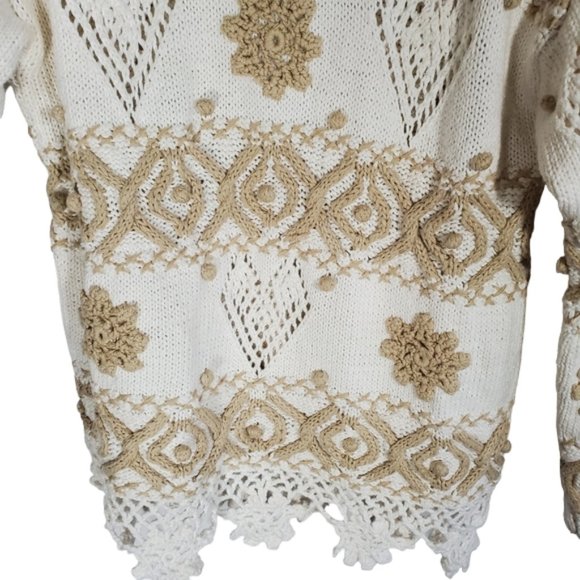 Vintage Express Tricot Hand-knitted Sweater Soft Dressing Boho Open Knit M - Picture 2 of 16